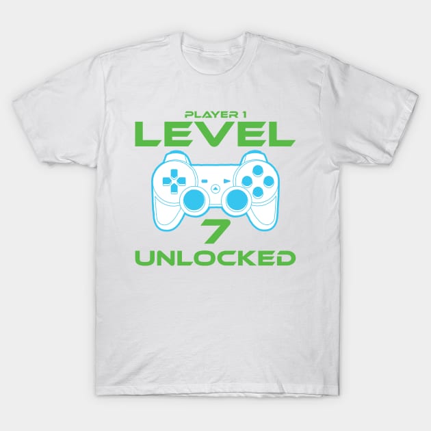 Level 7 Unlocked 7th Birthday Gamer Gift T-Shirt by StoreDay